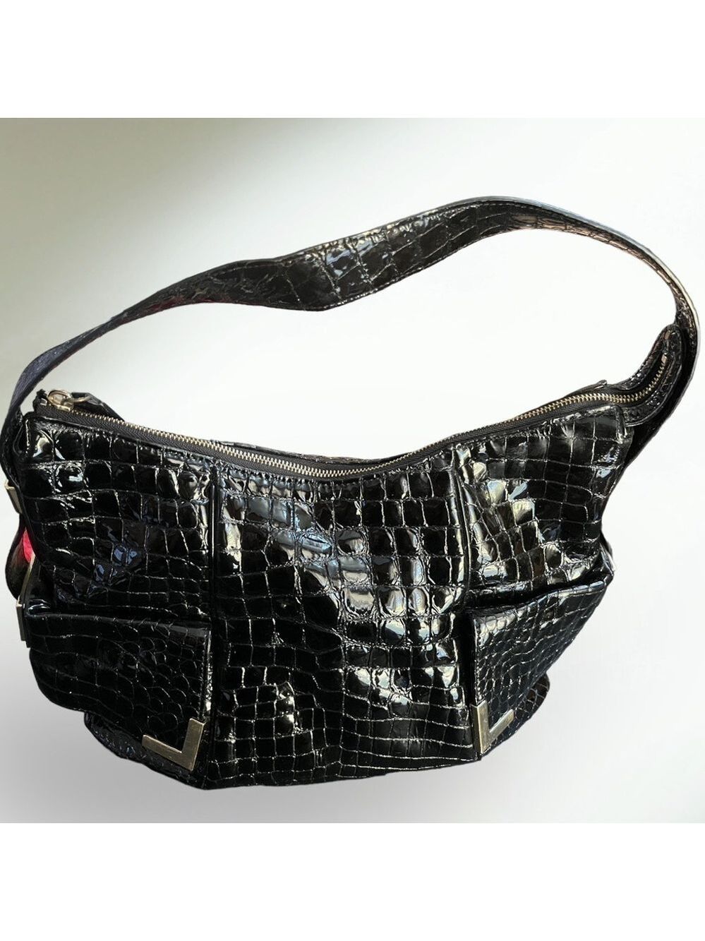 Michael Kors Embossed Croc Black Leather like New beautiful - Picture 4 of 14